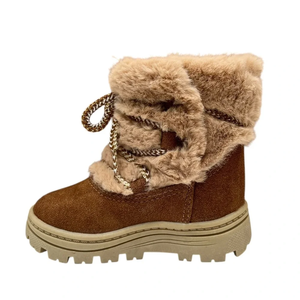 Carter's Baby Girls Faux Fur Warm Winter Boots Size 5 Tan-Brown Lightweight‎